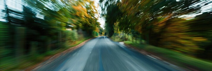 Canvas Print - Blurred movement along an asphalt road