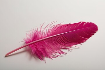 Wall Mural - Isolated Pink Feather on Soft White Background for Elegant Decor