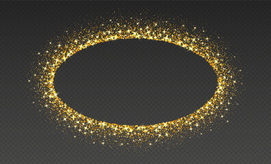 Wall Mural - golden glitter frame, shimmering border in oval shape, festive holiday sparkles. christmas decoratio