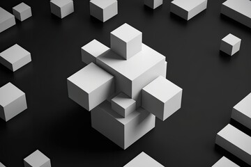 Poster - 3D Visualization of Abstract Geometric Shapes Against Black Backdrop