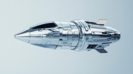 a chrome effect spaceship design with futuristic details and metallic reflections, chrome effect, sp