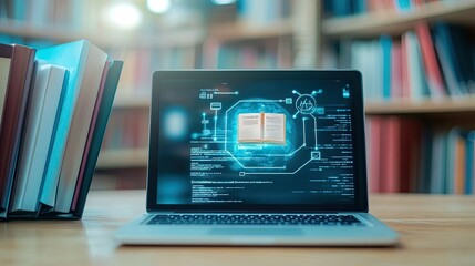 Poster - A digital education platform displayed on a laptop, symbolizing online learning.