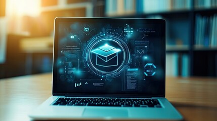 Poster - A digital education platform displayed on a laptop, symbolizing online learning.
