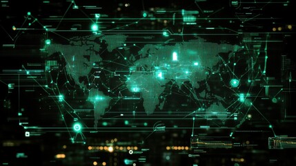 Poster - A digital interface showing a network map, symbolizing advanced communication systems.