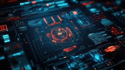 Poster - A digital interface showing a network map, symbolizing advanced communication systems.