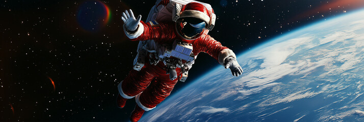 santa clause astronaut flying in space, cosmos. santa clause astronaut flying in space, cosmos. afri