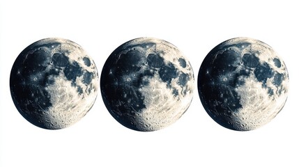 Full moon phases vector design set,This image is an image of the changing process of the moon,Moon phases banner,Symbol of Earth natural cycle,Astronomy and astrology,planets,blue moon,copy space.