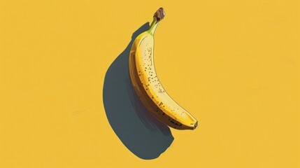 Wall Mural - Single ripe banana on a yellow background.