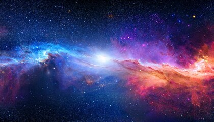 Wall Mural - panorama colorful background with nebula galaxy space illustration