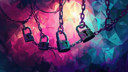 Sticker - Abstract Background with Chains and Locks.