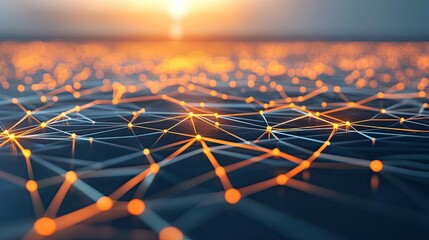 Poster - A stylized image of a digital network with connected lines and nodes, representing advanced communication.