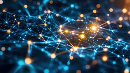 Poster - A stylized image of a digital network with connected lines and nodes, representing advanced communication.