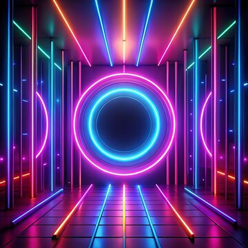 Equal sign. Glowing neon icon on brick wall background,realistic- neon lights background. Ai Generated
