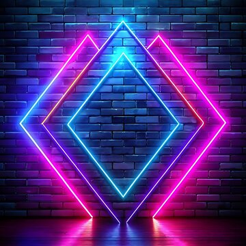 Equal sign. Glowing neon icon on brick wall background,realistic- neon lights background. Ai Generated