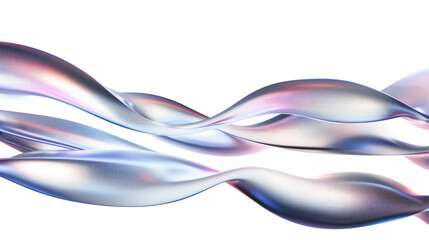 Wall Mural - Abstract silver, blue, and pink flowing wave on a transparent background.
