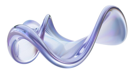 Wall Mural - Abstract purple and white 3D swirl shape with a shiny, glossy surface.