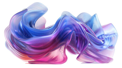 Wall Mural - Abstract 3D rendering of a blue and purple liquid shape with a glossy texture isolated on a transparent background.