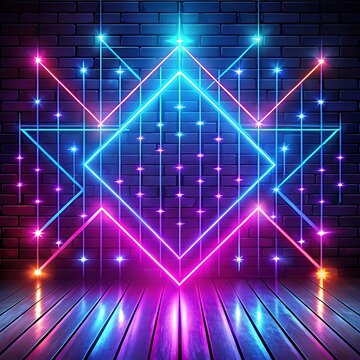 Equal sign. Glowing neon icon on brick wall background,realistic- neon lights background. Ai Generated