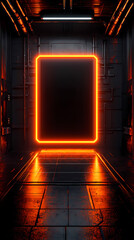 Canvas Print - Corridor under neon lights