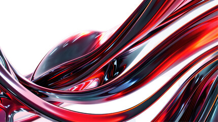 Wall Mural - Abstract 3D rendering of red, white, and blue metallic curved shapes against a transparent background.