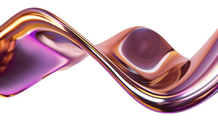 Wall Mural - Abstract pink and gold metallic wave on transparent background.