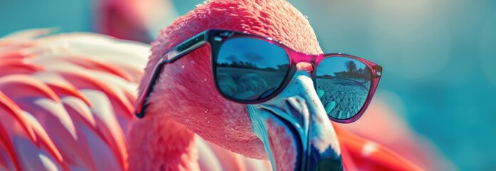 Sticker - Pink Flamingo Wearing Sunglasses