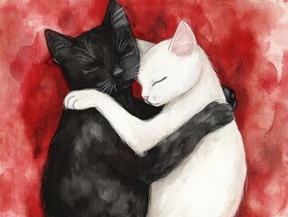 Wall Mural - black and white cat