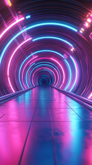 Canvas Print - Corridor under purple neon lights