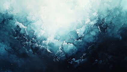 Wall Mural - watercolor painting of blue space background.
