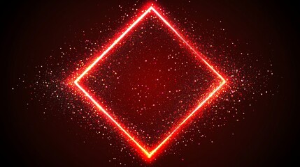 Poster - A red virtual abstract background with neon line lights. Reality square portal arch tunnel. Spectrum vivid colors laser show.