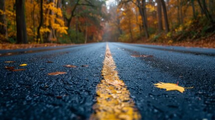 Wall Mural - Autumn Road in Forest