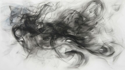 Canvas Print - Abstract black smoke on white background.