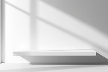 Poster - This is a blank white gradient background with a product display. A white backdrop or an empty studio with the floor showing. 3D rendering.