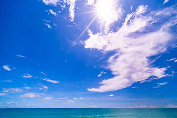 Blue sky white clouds nature background