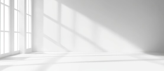 Poster - A minimalist abstract background for displaying products. Light reflects off the gray plaster wall.