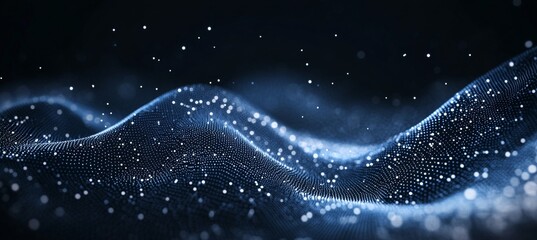 Fototapete - abstract digital background with polygons and dots. wave 3d.