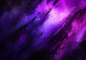 Wall Mural - the background is a starry space purple with a shining star dust and nebula. the galaxy behind it is