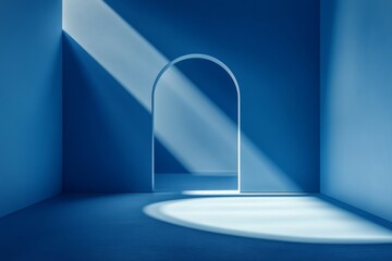 Poster - An abstract blue background with drop shadows and light. Ideal for presentations of products