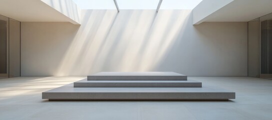 Poster - This is a futuristic abstract sci-fi corridor with a light for showcases, rooms, interiors, and displaying products. A cement floor and wall background technology is the background in a futuristic