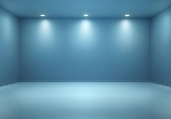 Poster - the background consists of a blue gradient abstract background with a spotlight on stage and an empt