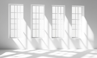 Poster - A minimalist abstract gentle light gray background with curtains and light as a backdrop for a product presentation.