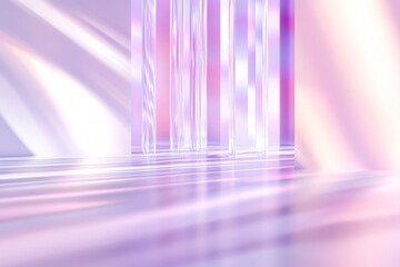 Poster - Pink abstract studio background with shadows of window, flowers and palm leaves. 3D room with copy space. Summer concert. Blurred backdrop.