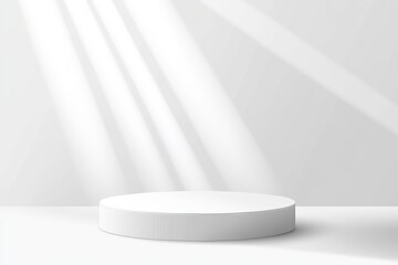Poster - The design of a white studio room template on an empty background with a modern concept. Backdrops for retail product displays. 3D rendering, stock image