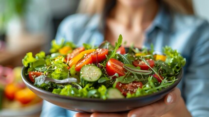 Poster - Fresh Garden Salad in Hands