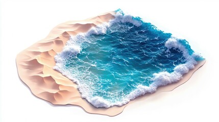 Wall Mural - Ocean Waves Crashing onto a Sandy Beach