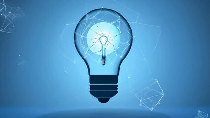 Poster - Abstract interpretation of lightbulb illuminating creative ideas in a blue digital environment