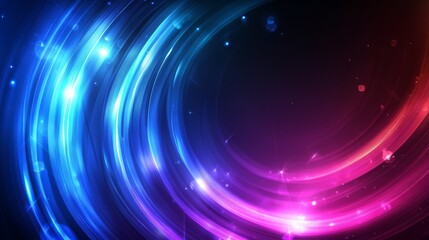 Poster - Waves of blurry light lines and dark blue abstract background