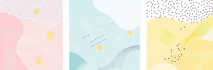 Poster - This design set features a modern, trendy style for social media. Featuring contemporary art. Copyspace to insert your ad, text, image. Seamless style. Watercolor, geometric.