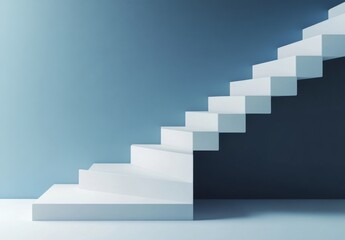 Poster - The background of this 3D stage has a blue gradient abstract background of an empty blue room.