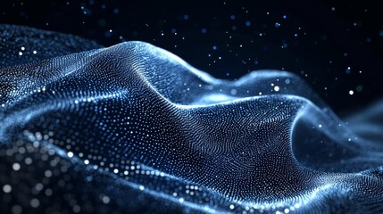 Poster - The background of this design is a digital graphic abstract background for technological processes, neural networks, digital data storage, particle flow, fundamentals of stock technology networks,